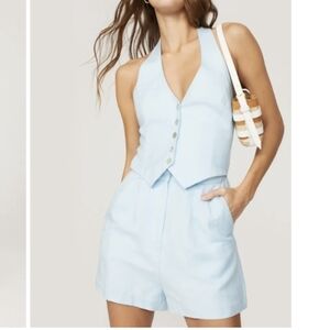 Amanda UpRichard Isadore Romper Women's XL Blue Denim Shorts Vest